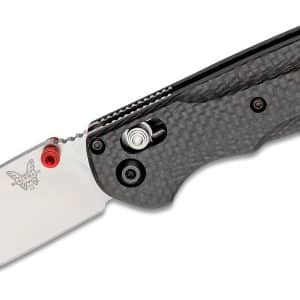 Benchmade Mini Freek - 3", CMP-S90V, Satin, Plain Edge, True Red Accented Carbon Fiber (565-1)