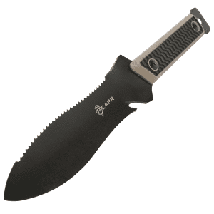 Reapr Versa Hori Hori - 6.5", 440C, Black, Dual Sided, Raised Dragon-Skin Style TPR Handle, Ballistic Nylon Sheath (11017)