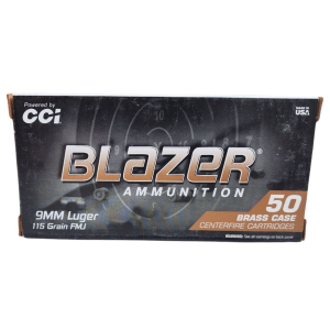 CCI Blazer Brass - 9mm Luger, 115gr, FMJ, Box of 50 (5200)