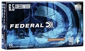Federal Power-Shok - 6.5 Creedmor, 140gr, JSP, Box of 20 (65CRDB)