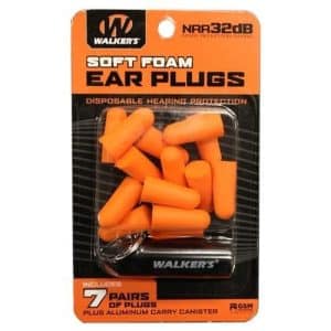 Walker Neon Ear Plugs - 7 Pairs, Orange, Aluminum Carry Case (GWP-PLGCAM-OR)
