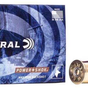 Federal Power-Shok - 16GA, 2-3/4", 12 Pellets, 1 Buck, Box of 5 (F1641B)