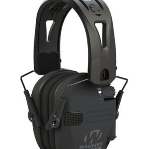 Walkers Razor Tacti-Grip - Folding Electronic Ear Muff, Rubber Headband, 23 NRR, Black (GWP-RSEMRH)
