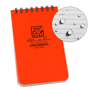 Rite in the Rain Pocket Spiral Notebook - Blaze Orange, 3"x5", 100 Page (OR35)