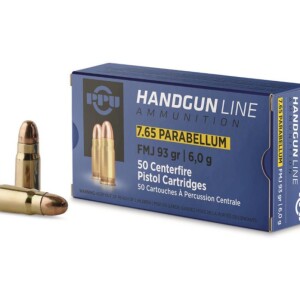 PPU Handgun - 7.65 Parabellum, 93gr, FMJ, Box of 50 (PPH765P)