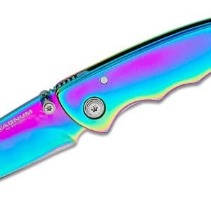 Boker Magnum Blaze - 2.875", 440 Stainless, Rainbow, Plain Edge, Rainbow Stainless (01MB255)