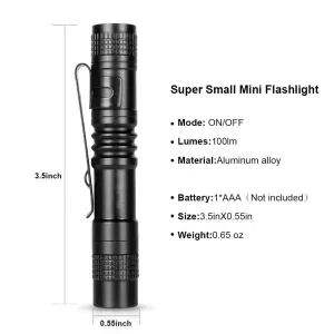 Tundra Supply Mini Pen Flashlight - 3.5", LED, IP44, Black (TUN-FLASH-SM)