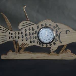 Handcarved Wooden Fish Clock