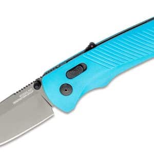 SOG Flash AT Civic Cyan - 3.45", D2, Black, Plain Edge, GRN (11-18-03-41)