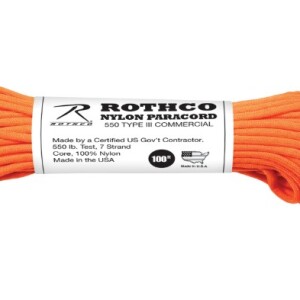 Rothco Nylon Paracord - Type III, 100ft, Safety Orange (14594-194)