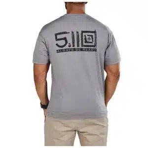 5.11 Tactical Locked and Logoed Tee - Heather Grey, 2XL (41191YM)
