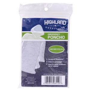 Highland Outfitters Emergency Youth Poncho - Waterproof, One Size Fits All, Clear (6100-FD)